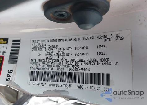 2021 Toyota Tacoma Trd Off-Road z USA, uszkodzony, nr VIN 3TMCZ5AN7MM394870